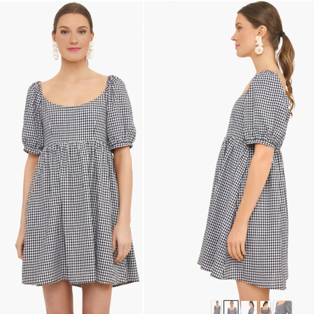 Tuckernuck Abigail Gingham Mini Dress, Size Small, Puff-Sleeve